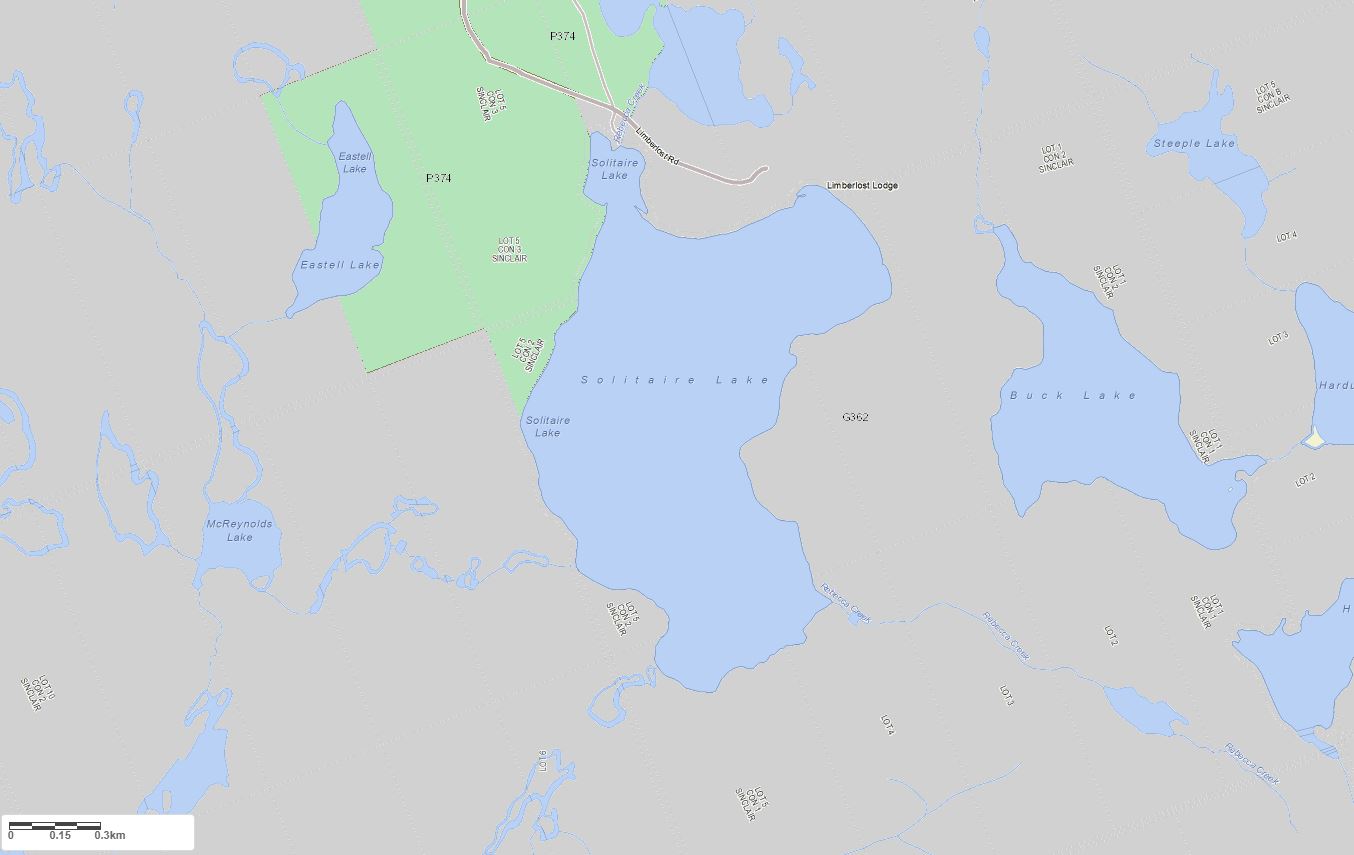 Crown Land Map of Solitaire Lake in Municipality of Lake of Bays and the District of Muskoka